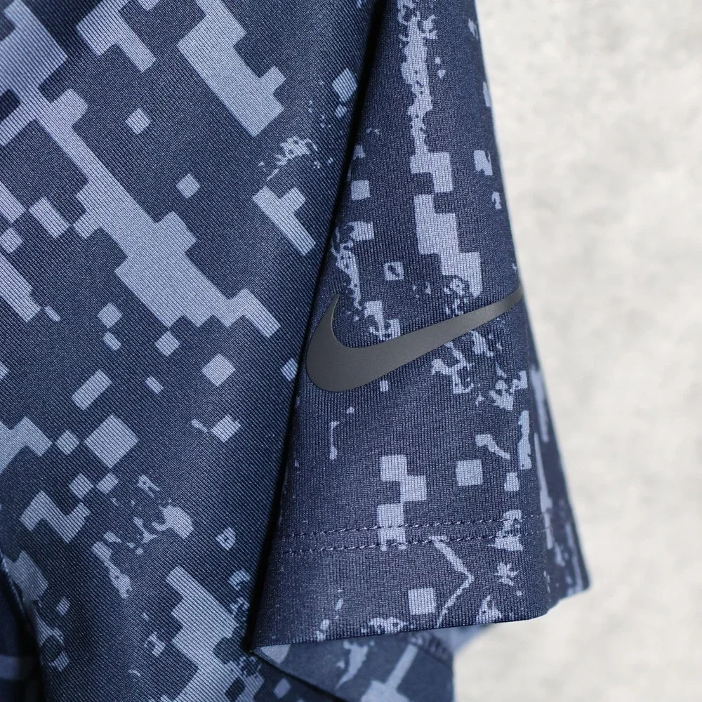 Nike Polo Shirt Mens Large Blue Dri-FIT Golf Digital Camo Golf Preppy CU9533-451